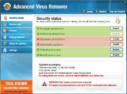screenshot Advanced Virus Remover