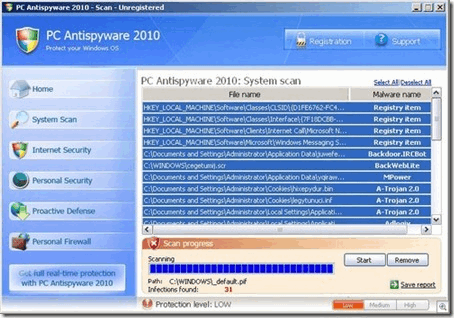 screenshot PC AntiSpyware 2010