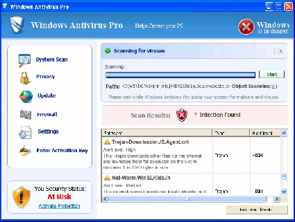 screenshot Windows Antivirus Pro