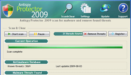 screenshot AntiSpy Protector 2009