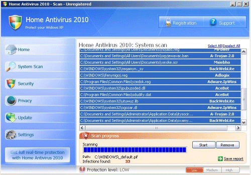 screenshot Home Antivirus 2010