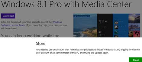 Windows 8.1 beheerdersrechten probleem tijdens update
