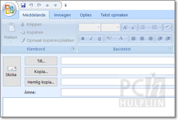 Outlook 2007 knoppen in de Zweedse taal