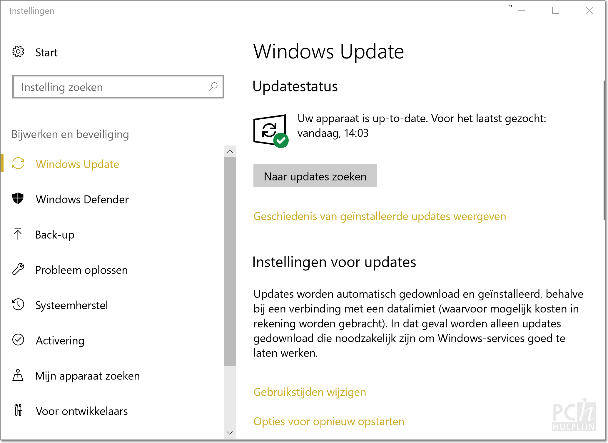 Windows 10 update venster
